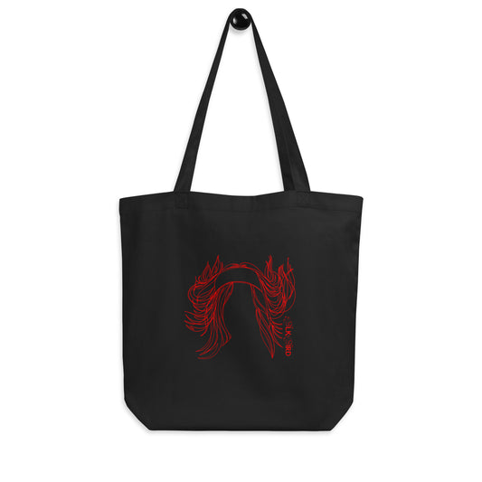 Eco Tote Bag - Girl In Flames - Red & Black