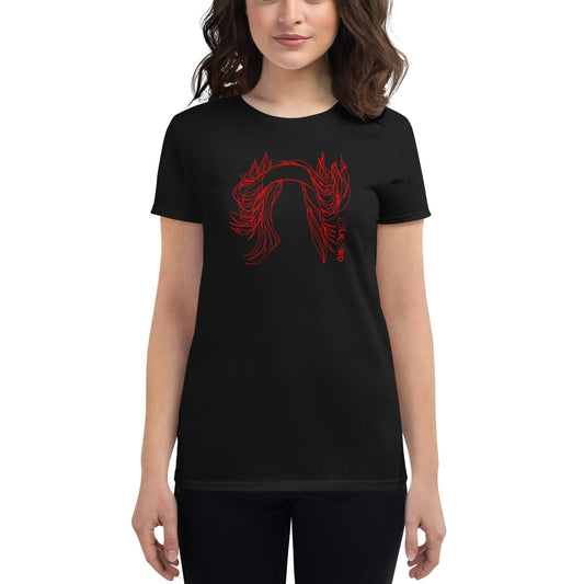 Fitted Tee - Girl In Flames - Red & Black
